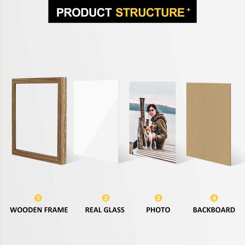Forev 5x5 Double Picture Frame Wooden Hinged Photo Frame Definition Glass Stand Vertically on Desktop or Tabletop - Image 4